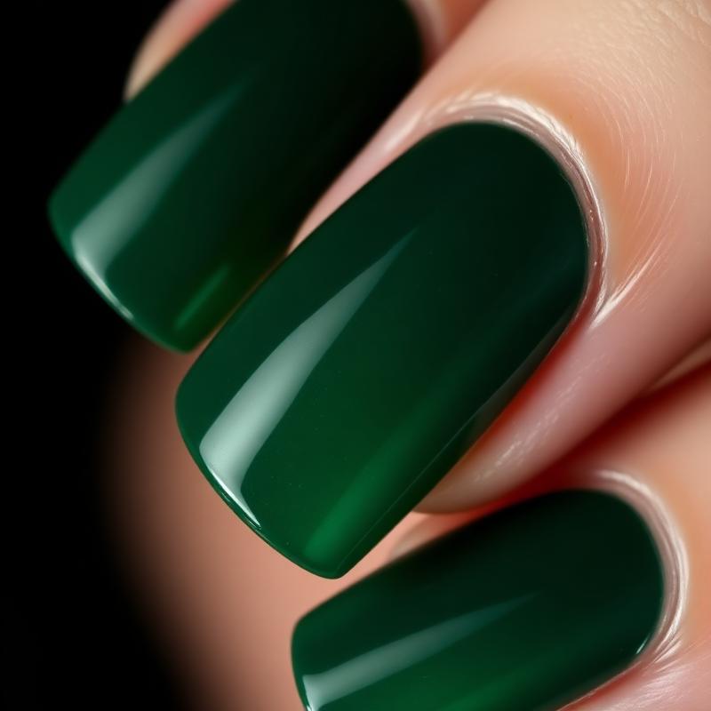 Diepgroene glanzende gellak nagels