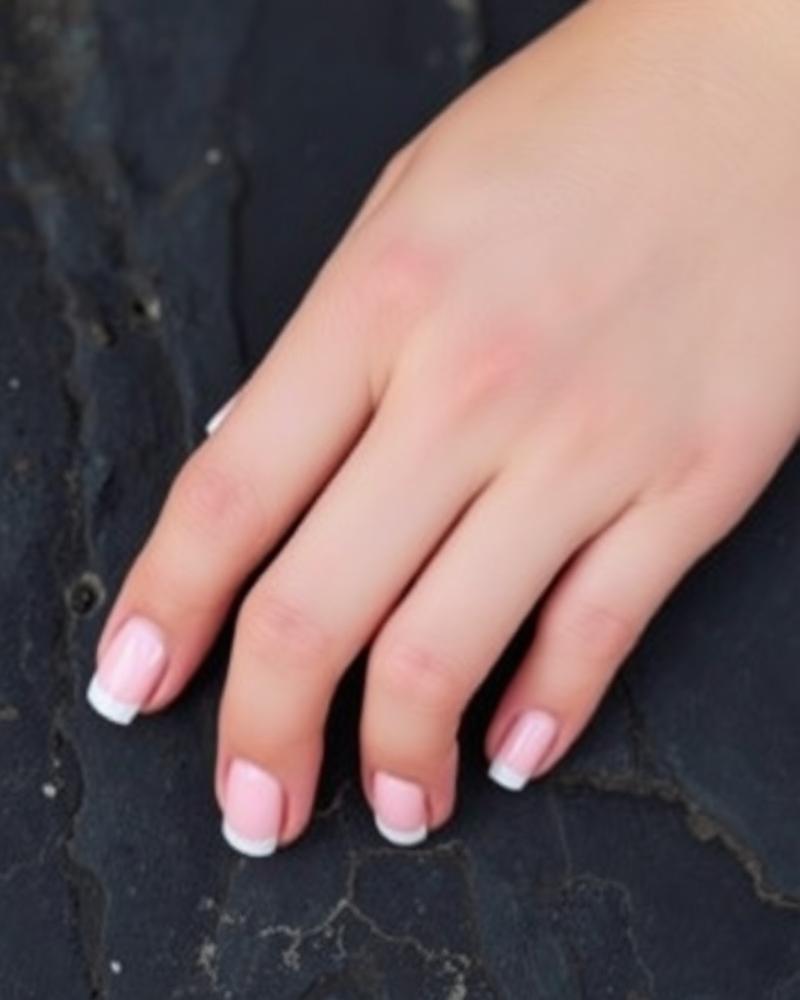 Zachtroze BIAB nagels met witte tip