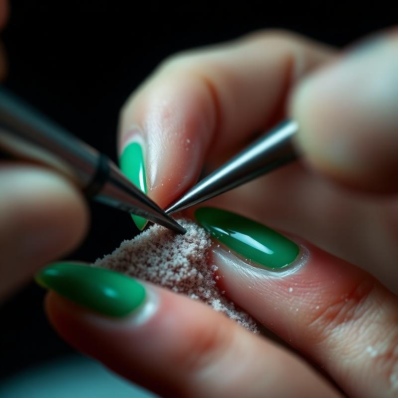 Detailopname van het vijlen van nagels in de studio